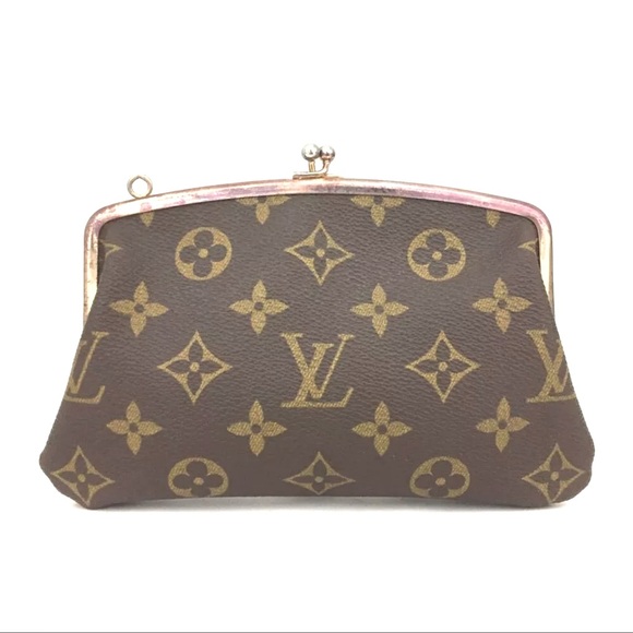 AUTH Louis Vuitton RARE Monogram French Twist Purse Kisslock Pouch - Picture 4 of 8